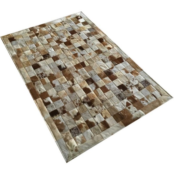Encontraproduto.com.br - Tapete De Couro Marrom Malhado 1,00X1,50 Com Bordas