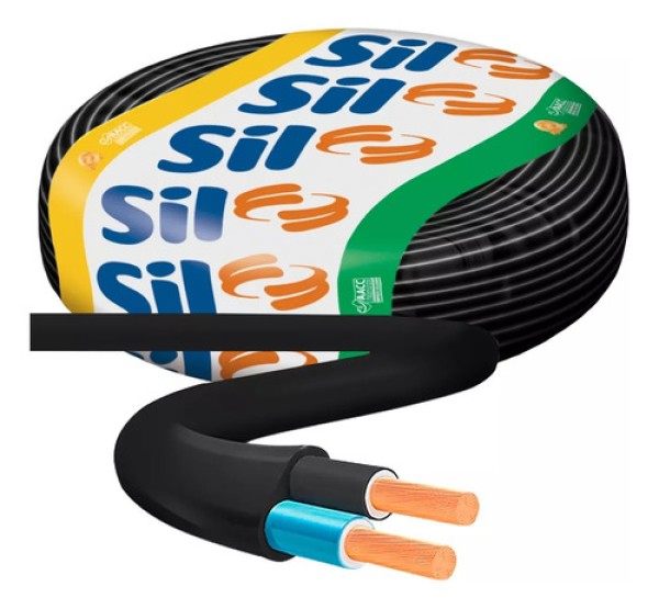 Cabo Silflex PP 500v 2x4MM Preto 100M Sil