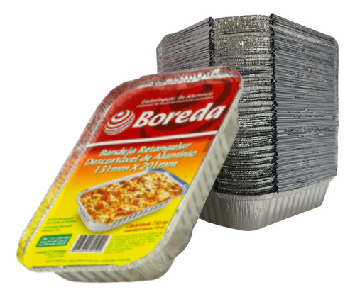 Encontraproduto.com.br - Bandeja Retangular C/100un 1500ml Boreda