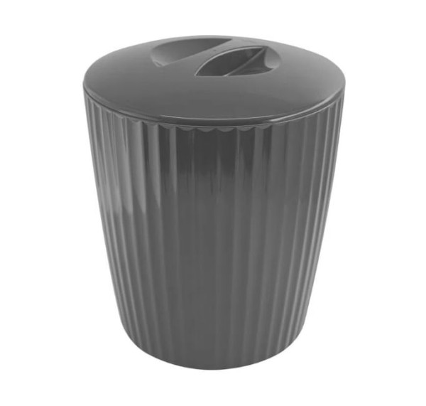 Encontraproduto.com.br - Cesto de Lixo Lixeira Groove Chumbo 5 Litros