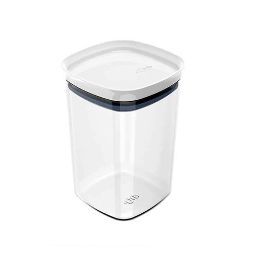 Encontraproduto.com.br - Pote Porta Mantimento Organizador Quadrado com Tampa Hermética Natural com Branco Block  1 Litro