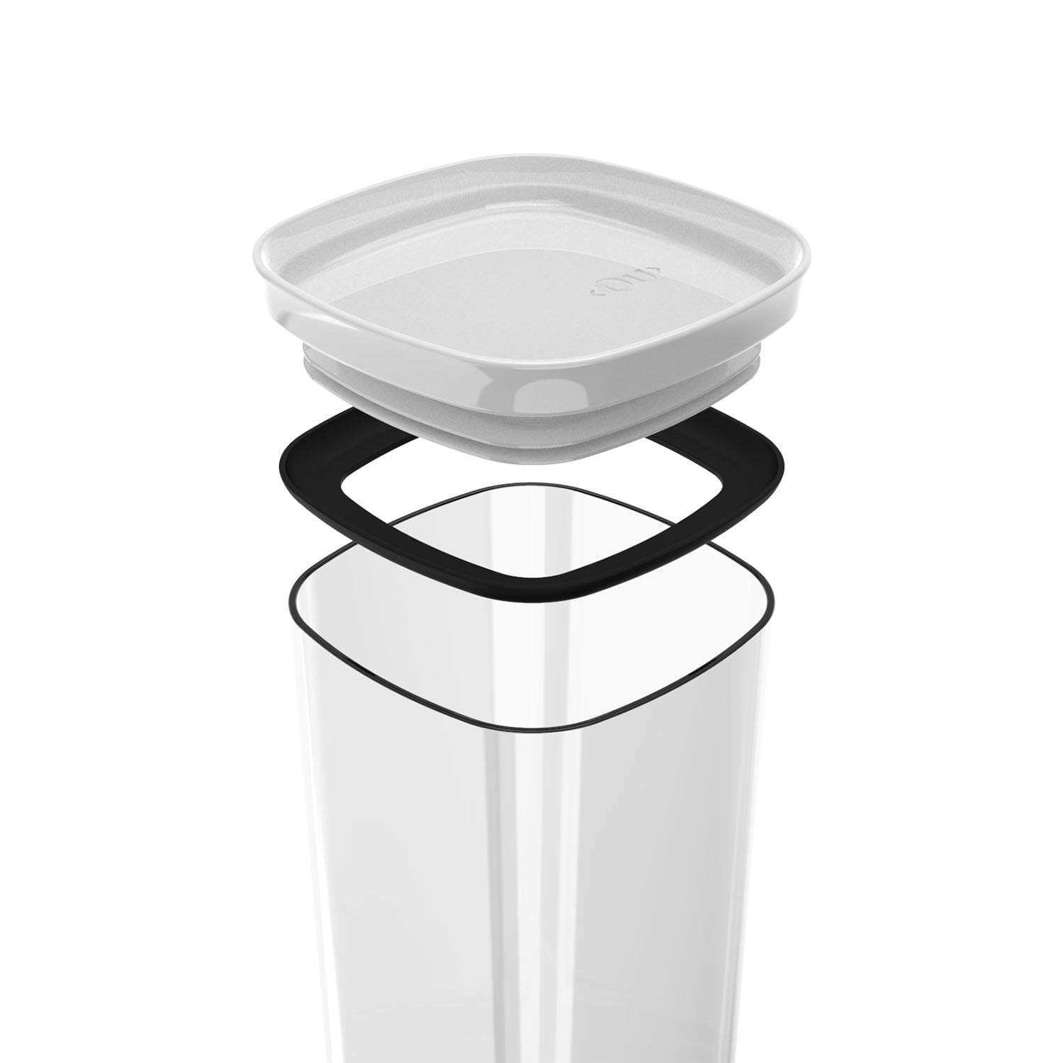 Encontraproduto.com.br - Pote Porta Mantimento Organizador Quadrado com Tampa Hermética Natural com Branco Block  1 Litro