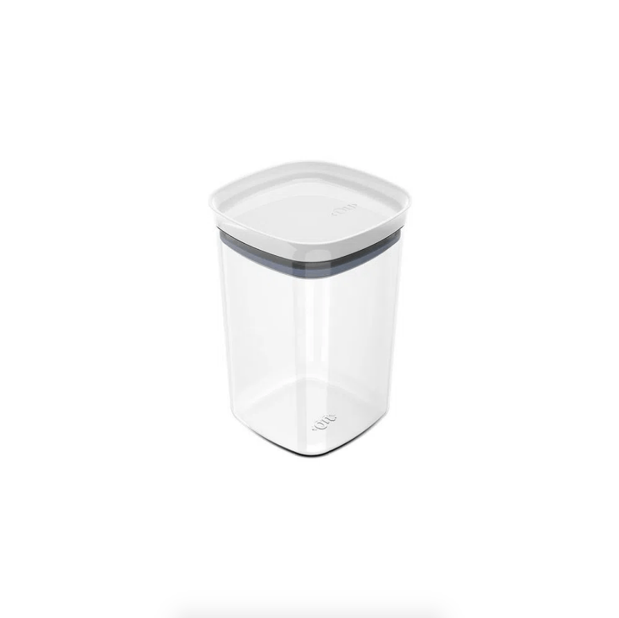 Encontraproduto.com.br - Pote Porta Mantimento Organizador Quadrado com Tampa Hermética Natural com Branco Block  1 Litro