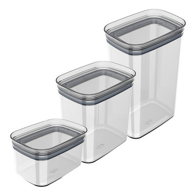Pote Porta Mantimento Organizador Quadrado com Tampa Hermética Natural com Branco Block  1 Litro