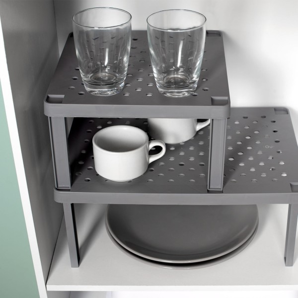 Encontraproduto.com.br - Prateleira Organizadora Retangular Level Chumbo - Ou