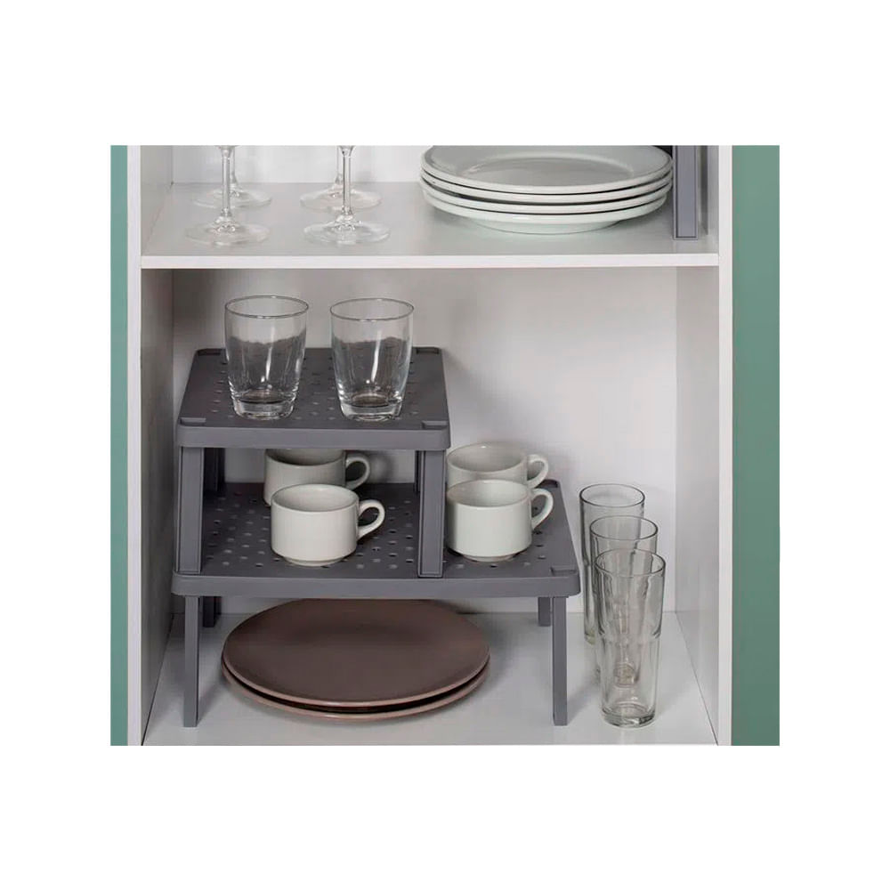 Encontraproduto.com.br - Prateleira Organizadora Retangular Level Chumbo - Ou