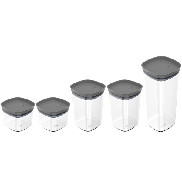 Encontraproduto.com.br - Kit 5 Potes Herméticos Block Modular Ou Cor:chumbo