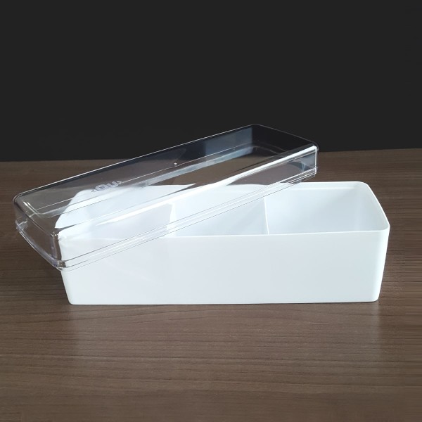 Encontraproduto.com.br - Suporte Porta Sachês Com Tampa Chá Açúcar Sal Molhos Bistrô Branco