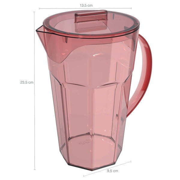 Encontraproduto.com.br - Conjunto Jarra 1,8 Litros e 4 Copos 400ml Para Servir Suco Rosa Quartzo
