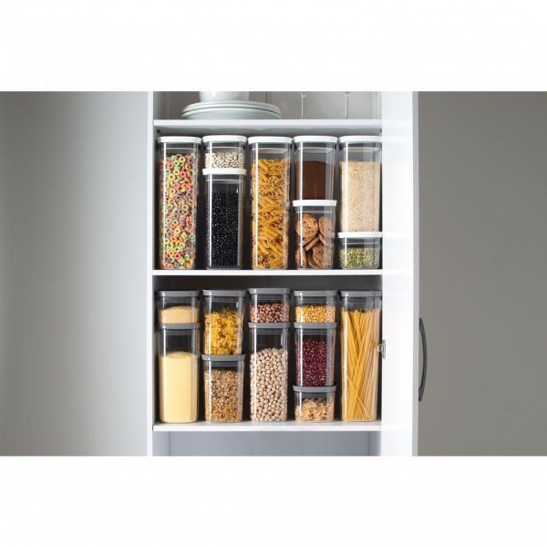 Encontraproduto.com.br - Pote Porta Mantimento Organizador Retangular com Tampa Hermética Natural com Branco Fechado Block  650ml