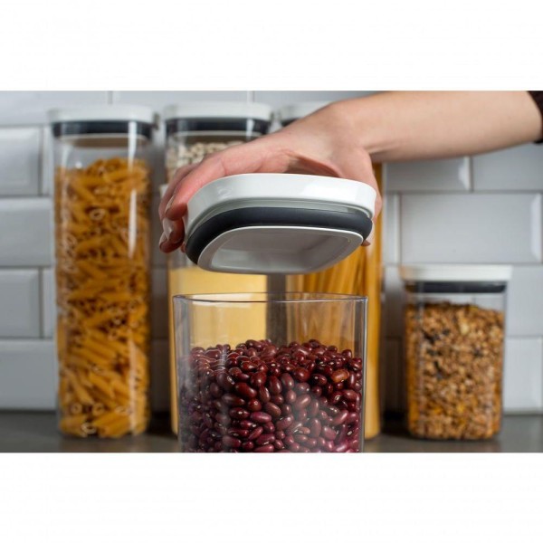 Encontraproduto.com.br - Pote Porta Mantimento Organizador Retangular com Tampa Hermética Natural com Branco Fechado Block  650ml