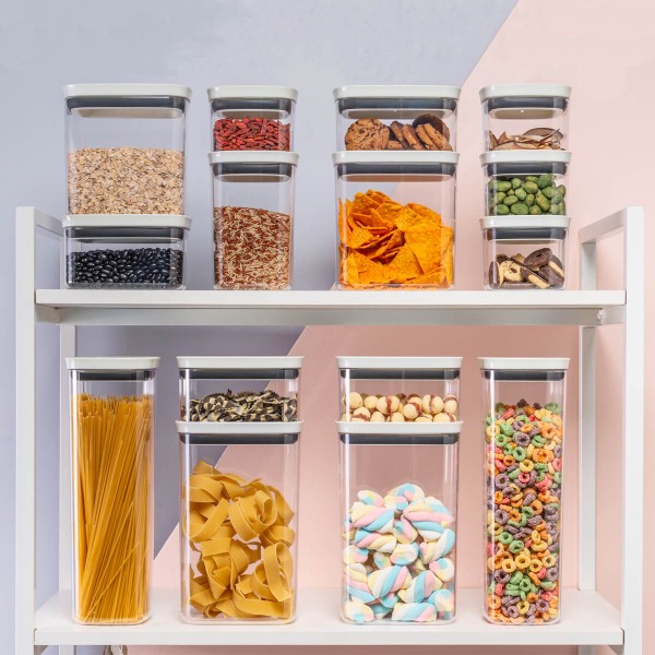 Encontraproduto.com.br - Pote Porta Mantimento Organizador Retangular com Tampa Hermética Natural com Branco Fechado Block  650ml