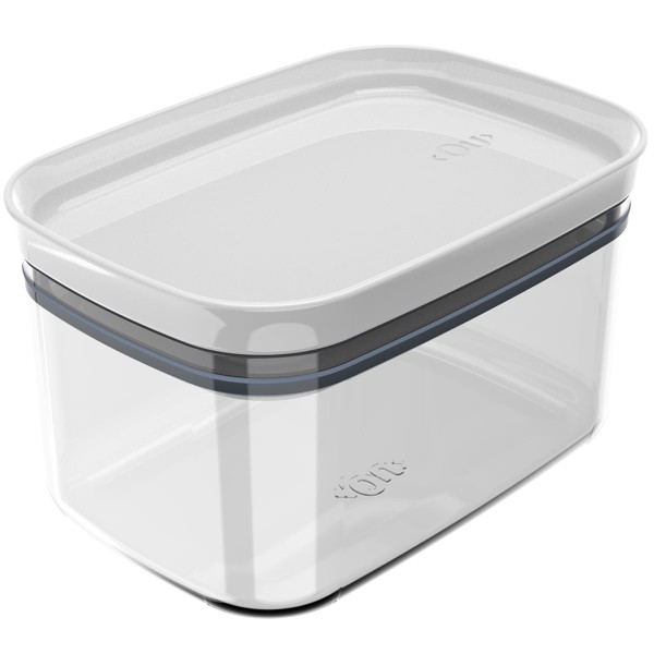 Encontraproduto.com.br - Pote Porta Mantimento Organizador Retangular com Tampa Hermética Natural com Branco Fechado Block  650ml