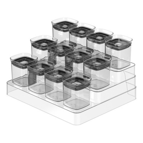 Encontraproduto.com.br - Pote Porta Mantimento Organizador Retangular com Tampa Hermética Natural com Branco Fechado Block  650ml