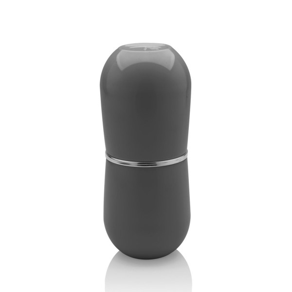 Encontraproduto.com.br - Porta Escova de Dente Cromo Belly Com Tampa Chumbo - 20 cm