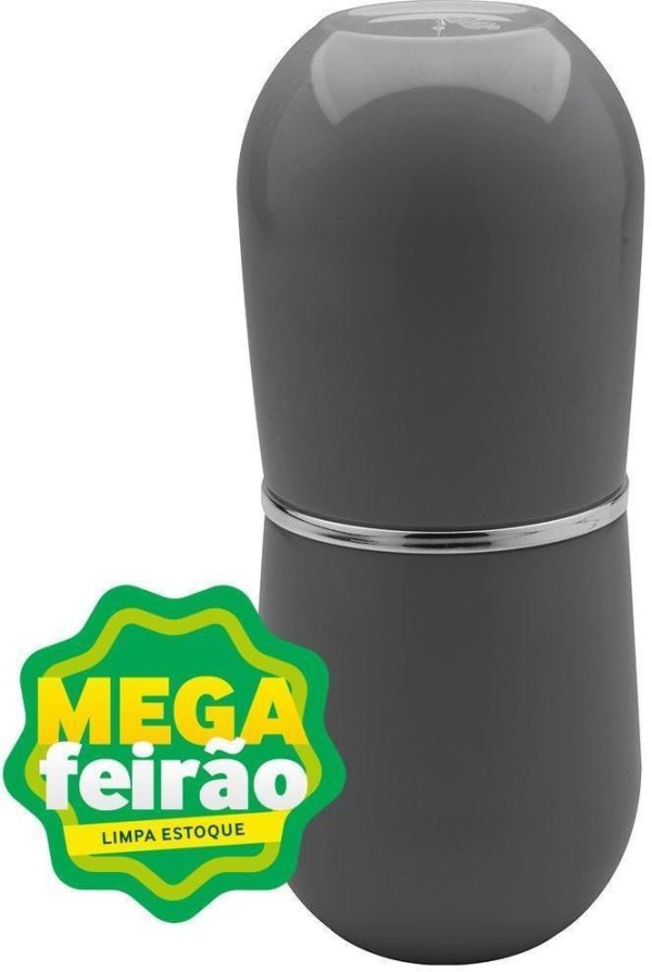Encontraproduto.com.br - Porta Escova de Dente Cromo Belly Com Tampa Chumbo - 20 cm