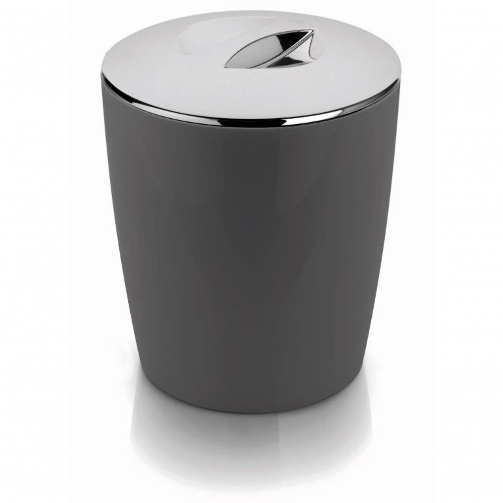 Encontraproduto.com.br - Lixeira Cromo Vitra 5 L Chumbo com Tampa Cromada 20x20x23,5cm Ou