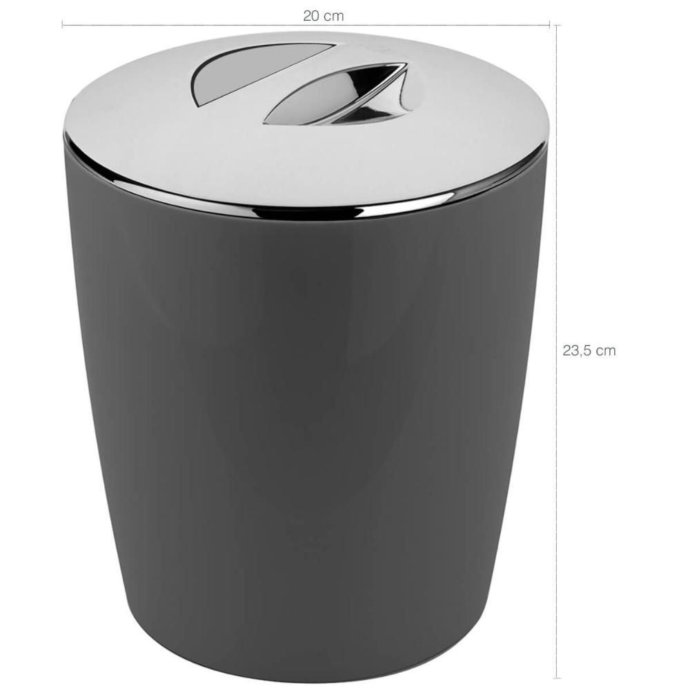 Encontraproduto.com.br - Lixeira Cromo Vitra 5 L Chumbo com Tampa Cromada 20x20x23,5cm Ou