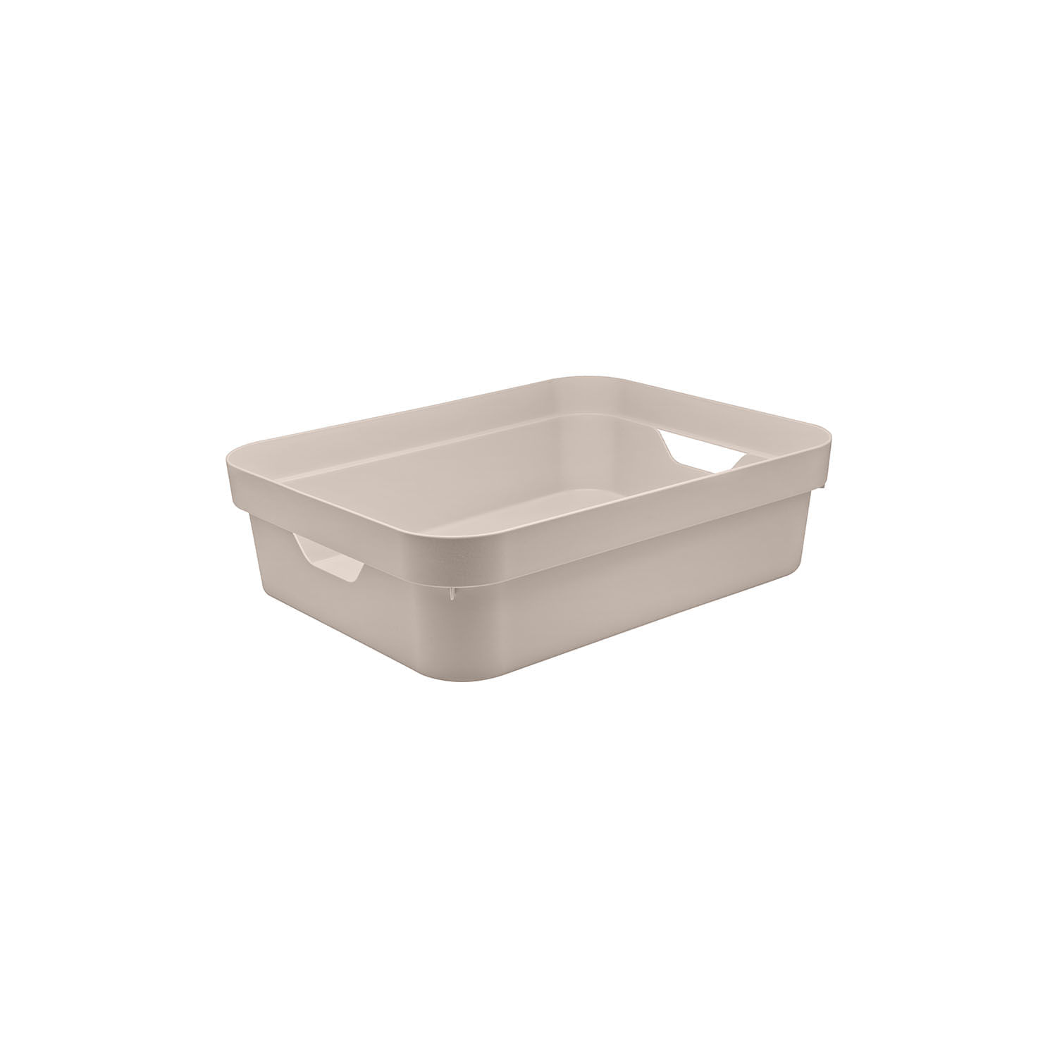 Encontraproduto.com.br - Cesto Organizador Martiplast Cube em Plástico Bege com Alças Baixa 29,5x21x9cm