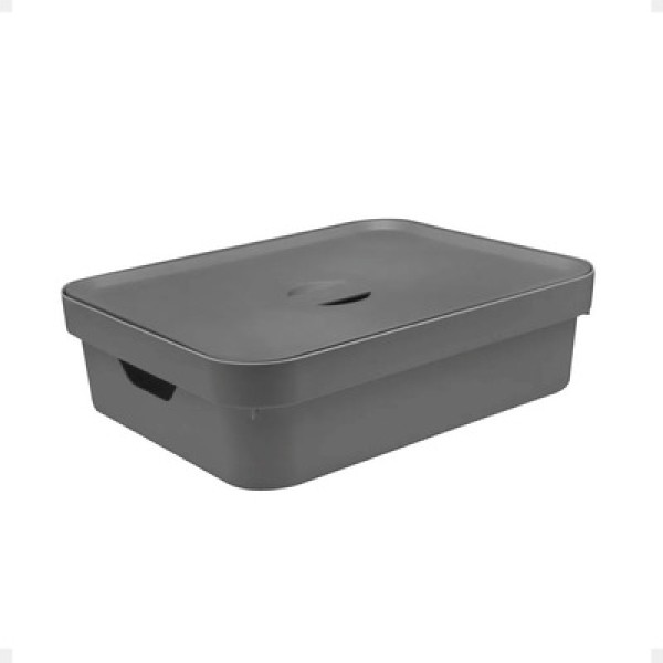 Encontraproduto.com.br - Caixa Organizadora 10.5L Média com Tampa e Alça Cube OU Chumbo