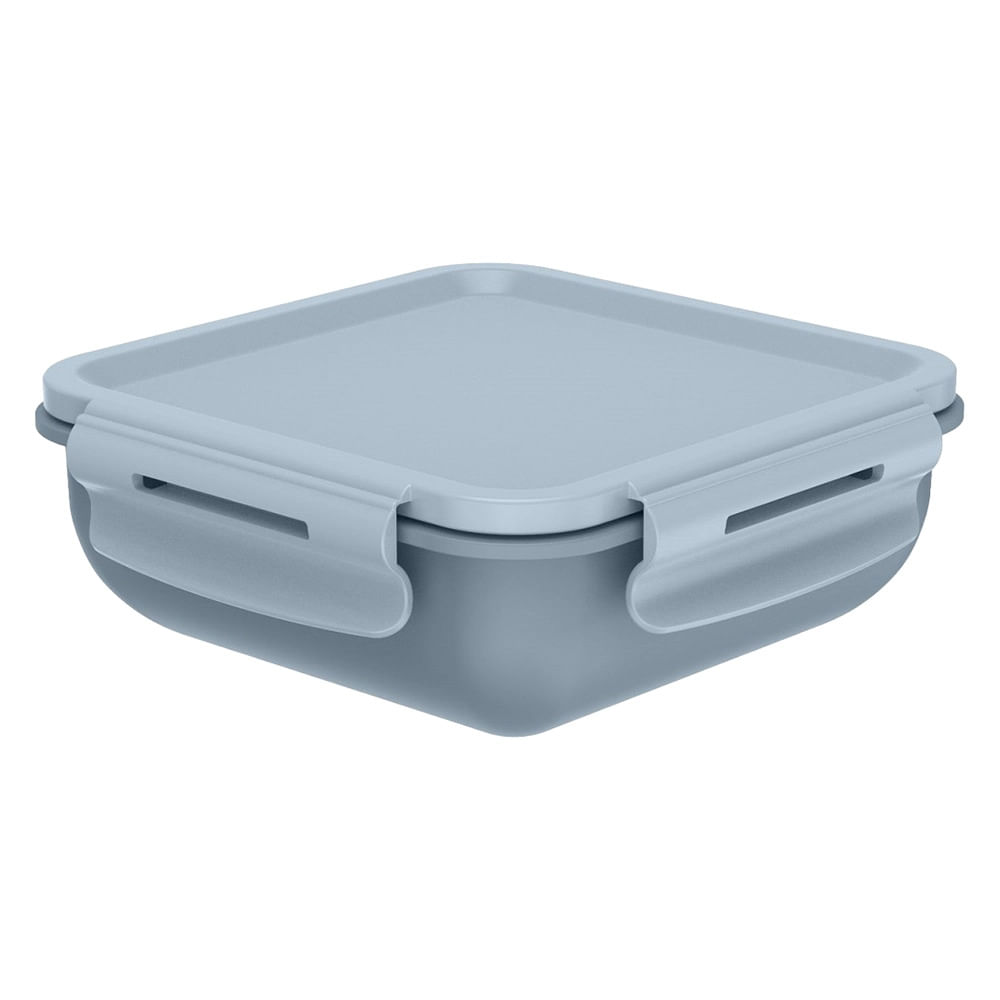 Encontraproduto.com.br - Pote Hermético Marmita com Tampa Azul Glacial Fechado Quadrado Martiplast
