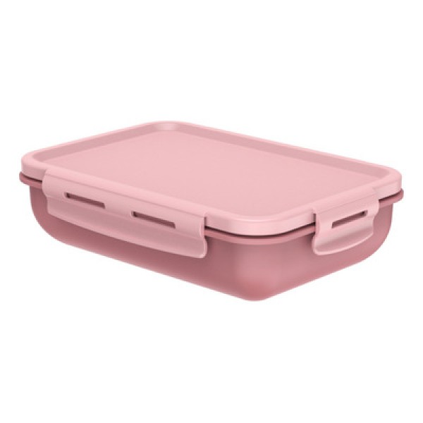 Marmita Hermética Retangular Com Divisória Rosa Quartz - Ou