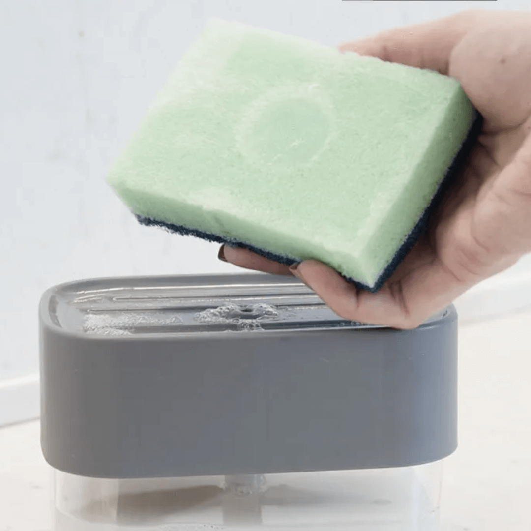 Encontraproduto.com.br - Dispenser para detergente com porta esponja trium 550ml azul glacial - ou plásticos