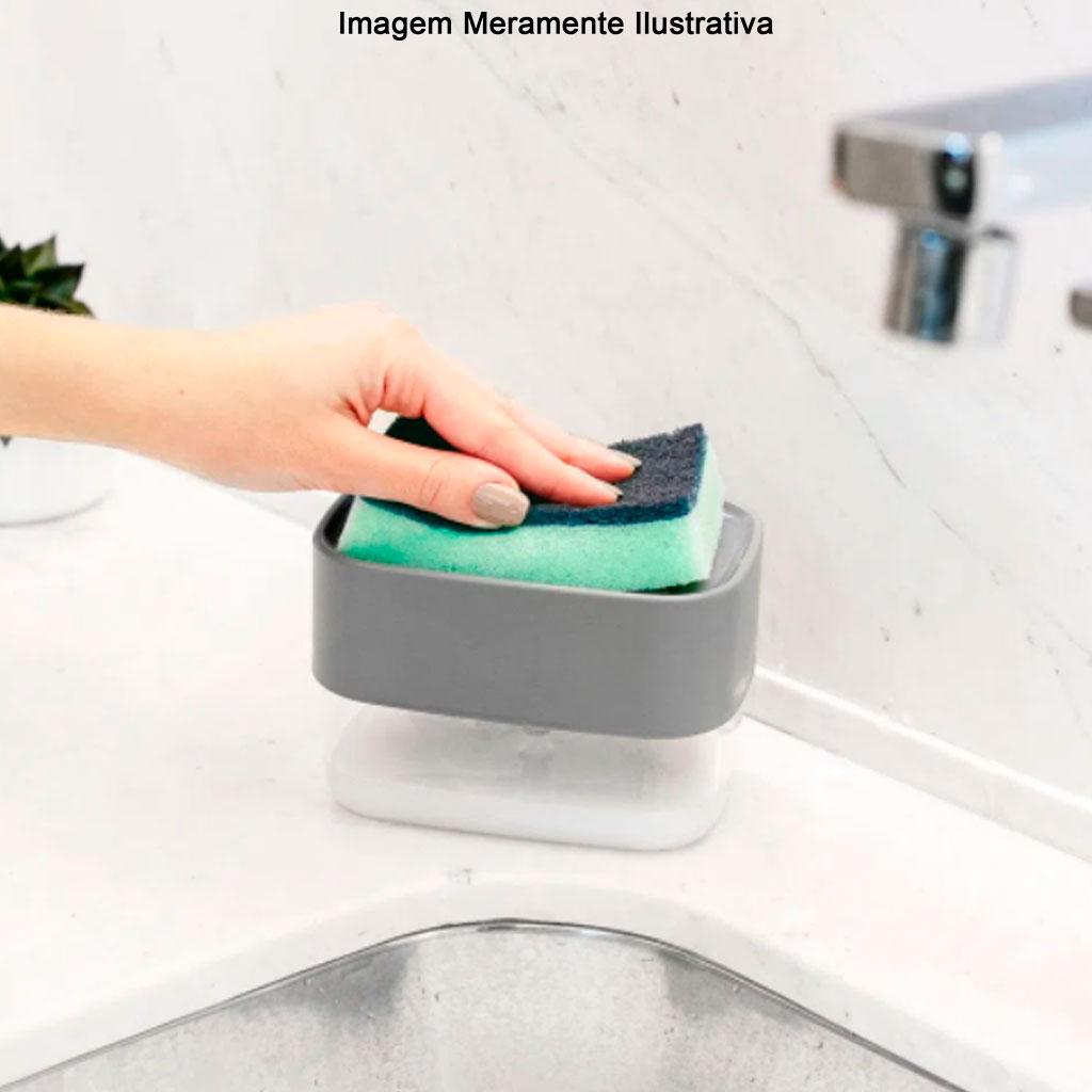 Encontraproduto.com.br - Dispenser Porta Detergente e Esponja Trium Chumbo 500ml