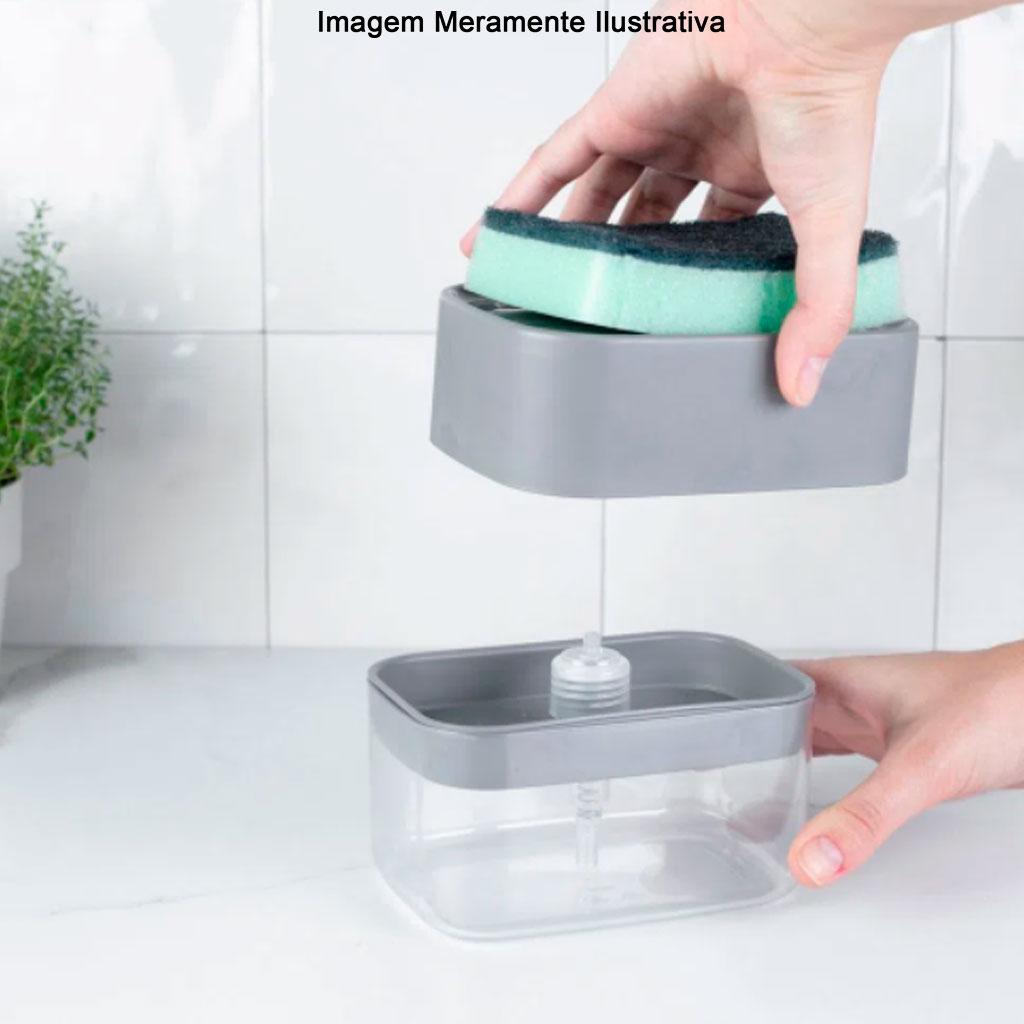 Encontraproduto.com.br - Dispenser Porta Detergente e Esponja Trium Chumbo 500ml
