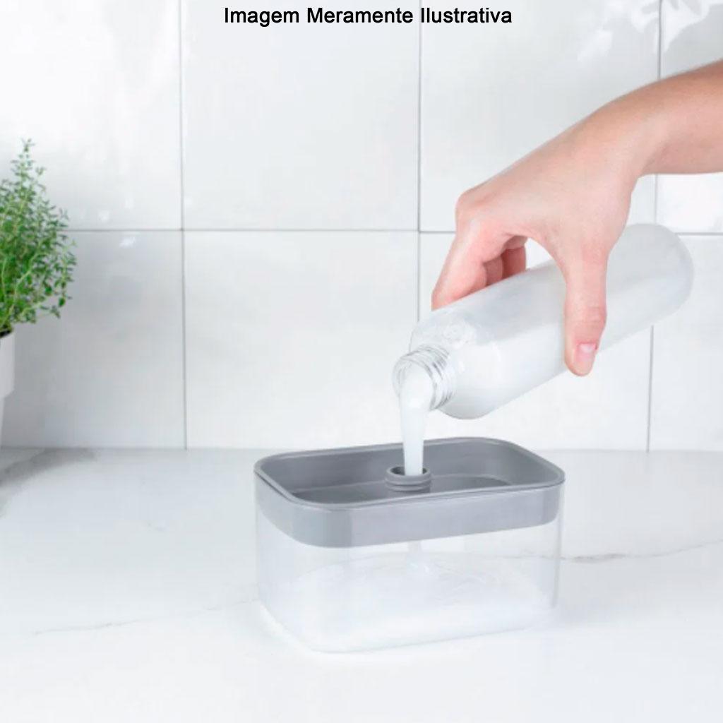 Encontraproduto.com.br - Dispenser Porta Detergente e Esponja Trium Chumbo 500ml