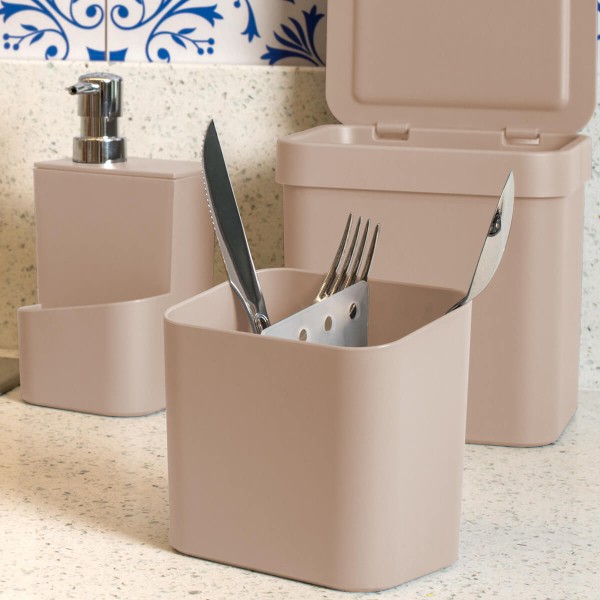 Encontraproduto.com.br - Escorredor de Talheres Trium Bege OU Martiplast