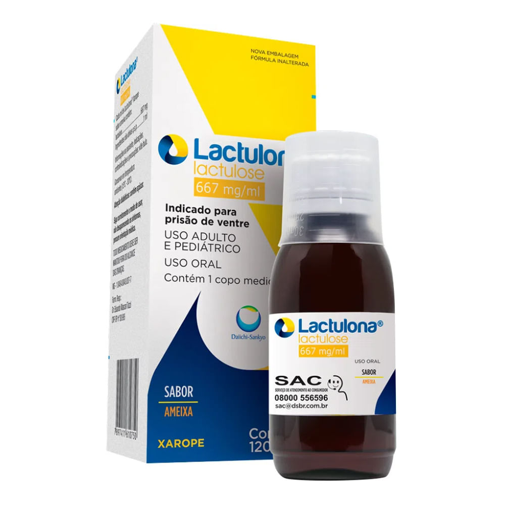Encontraproduto.com.br - Lactulona 667mg/mL Xarope Sabor Ameixa - Frasco com 120 mL