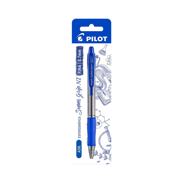 CANETA PILOT BPGP-SUPER GRIP-10R 0.7 BLISTER AZUL R.1480007SM24AZ