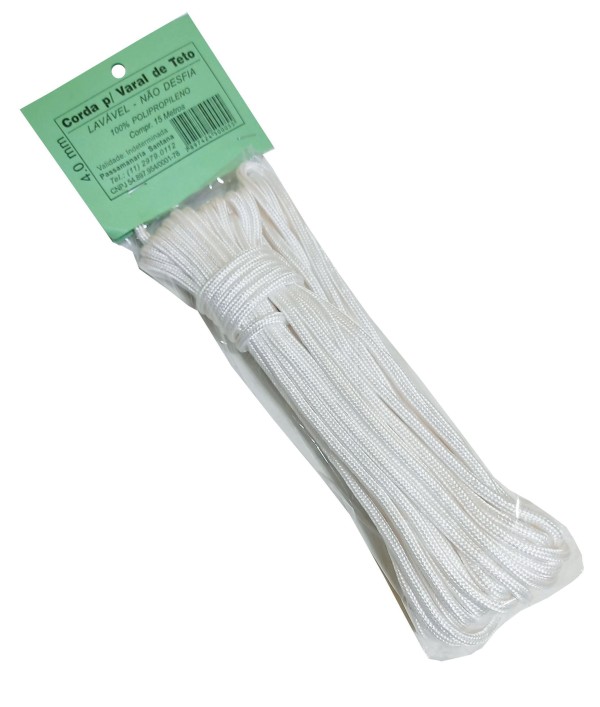 Encontraproduto.com.br - Corda Para Varal De Parede E Teto 15 Metros X 4Mm Não Desfia
