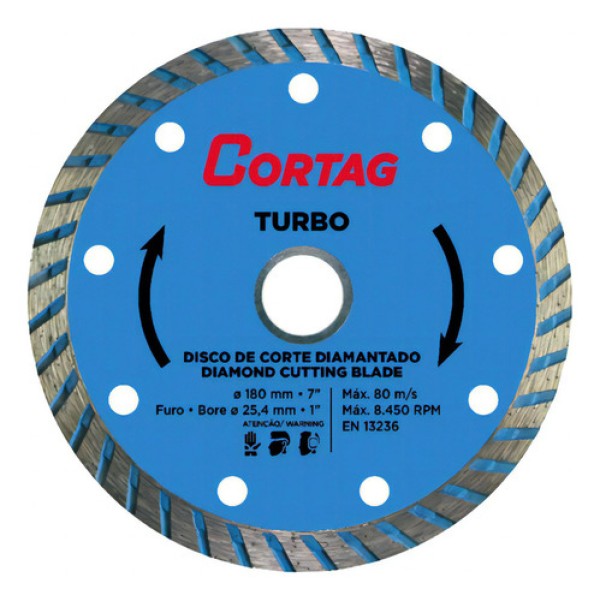 Disco de Corte Diamantado Turbo Ø180 MM X 25,4 MM Turbo 61614 Para Mármore Cortag
