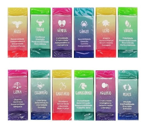 Encontraproduto.com.br - Borracha Signos Degradê Sortida - Tris Borracha Signos Degrade Sortida Tris