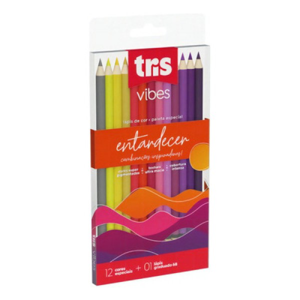 Encontraproduto.com.br - Lápis de Cor Tris Vibes Tons Boho Chic 12 Cores
