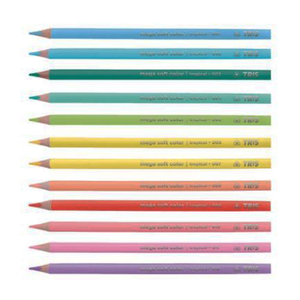 Encontraproduto.com.br - Estojo Lápis De Cor Mega Soft Color 12 Tons Tropicais Tris