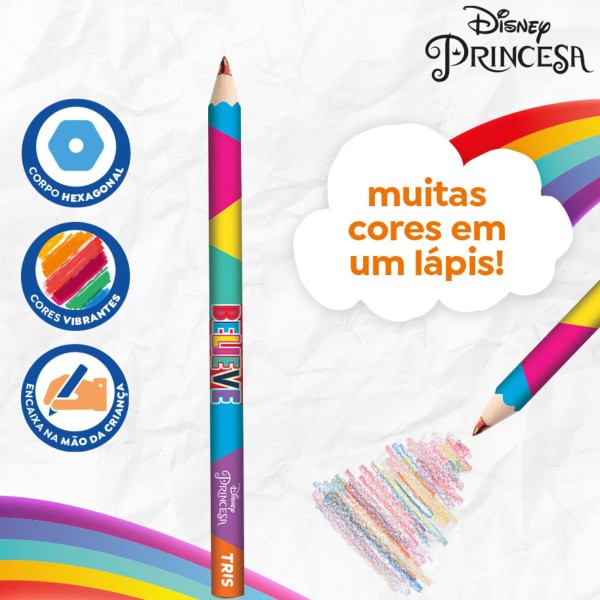 Encontraproduto.com.br - LÁPIS DE COR RAINBOW PRINCESAS DISNEY - MULTICOLORIDO - TRIS