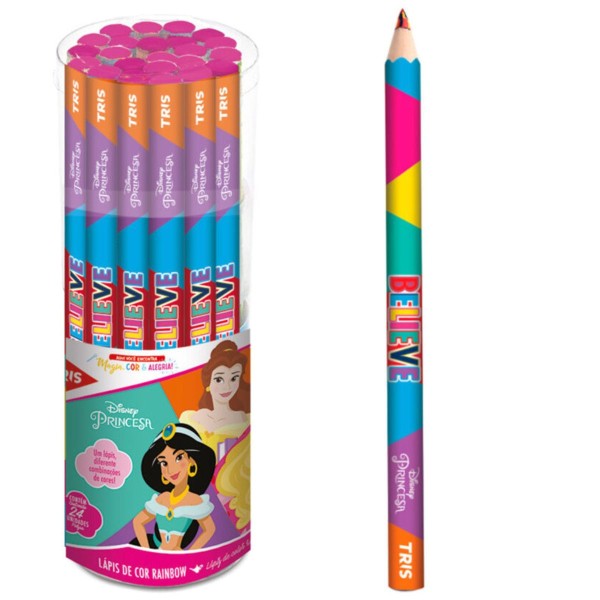 Encontraproduto.com.br - LÁPIS DE COR RAINBOW PRINCESAS DISNEY - MULTICOLORIDO - TRIS