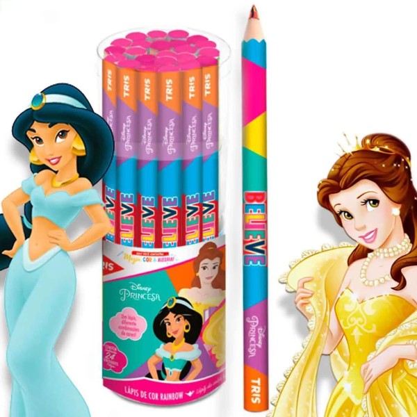 Encontraproduto.com.br - LÁPIS DE COR RAINBOW PRINCESAS DISNEY - MULTICOLORIDO - TRIS
