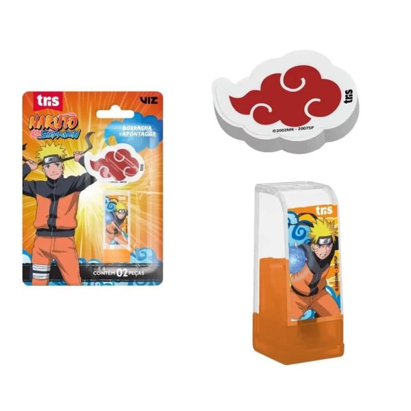 Encontraproduto.com.br - Kit Com Apontador e Borracha Naruto Sortidos Tris