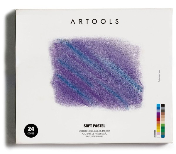 Encontraproduto.com.br - Giz Pastel Seco Quadrado Estojo com 24 Cores Artools