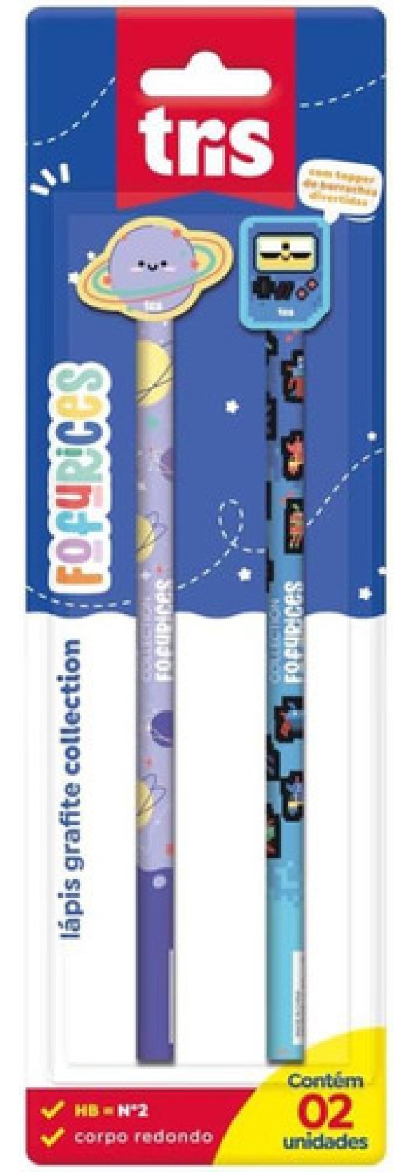 Encontraproduto.com.br - Lapis Preto Redondo Decorado Tris Fofurices C/borracha (s)