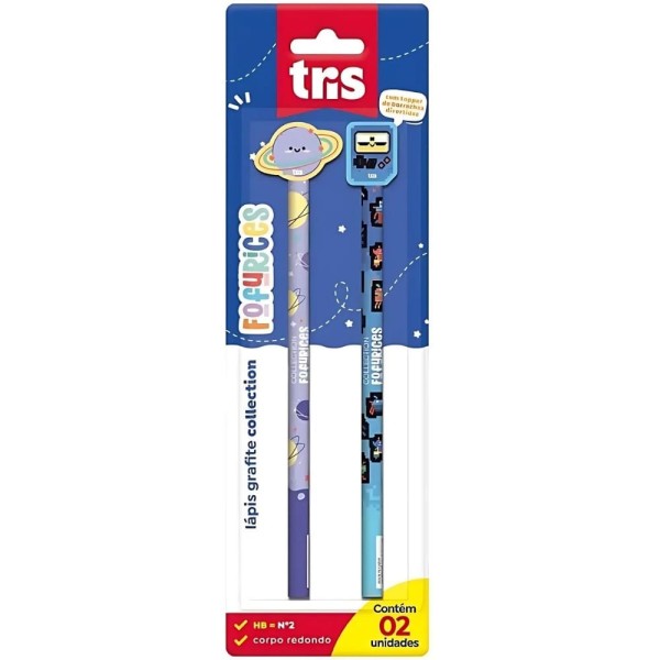 Encontraproduto.com.br - Lapis Preto Redondo Decorado Tris Fofurices C/borracha (s)