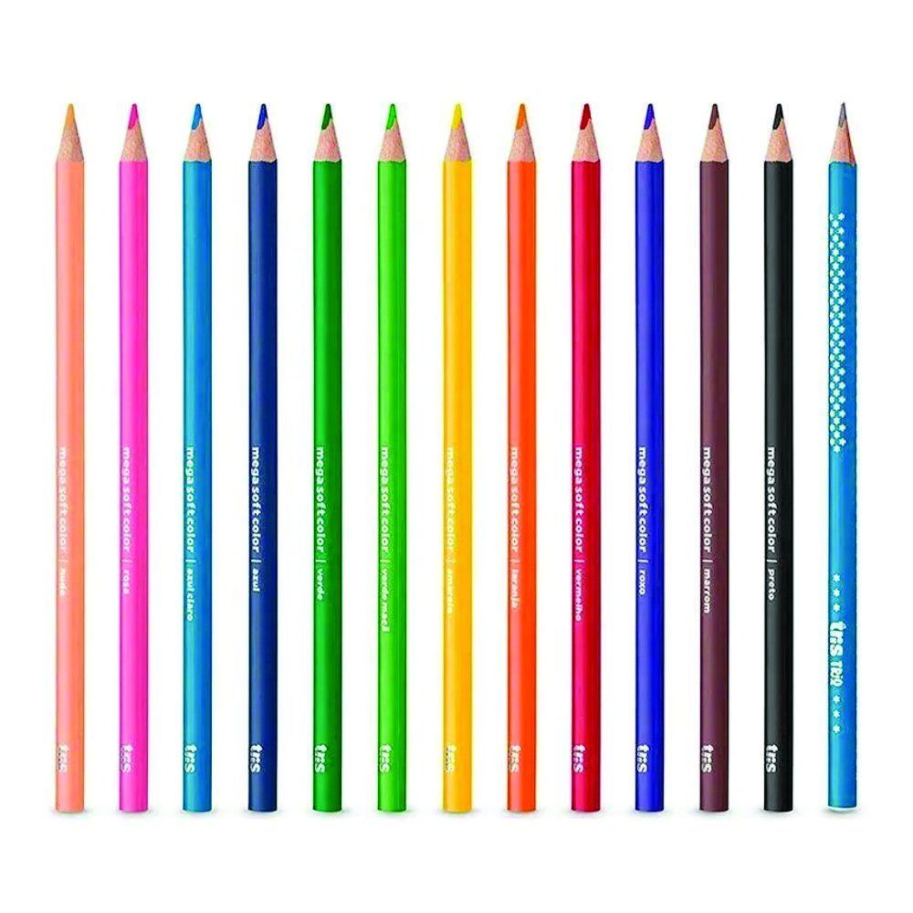 Encontraproduto.com.br - Lápis De Cor 12 Cores Tris Mega Soft Kit C-15 Pçs 6747000