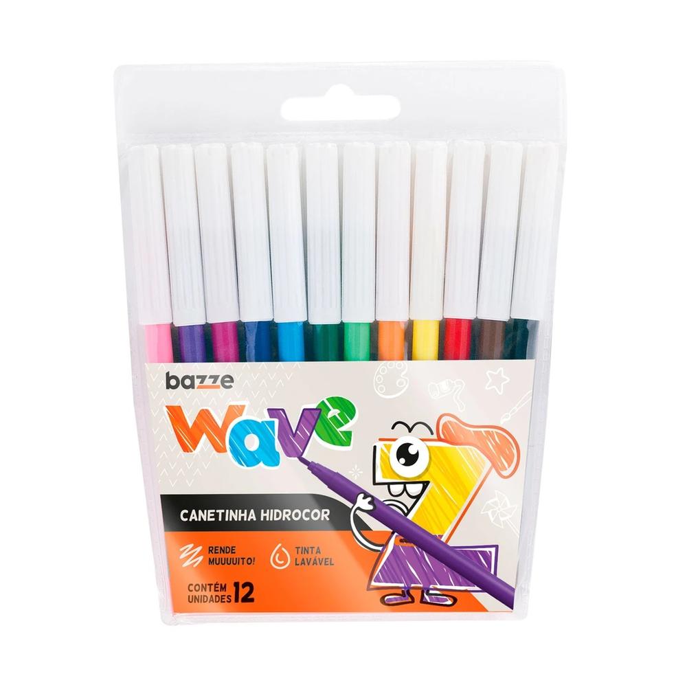 Canetinha Hidrocor Wave Diversas Cores Com 12 Unidades