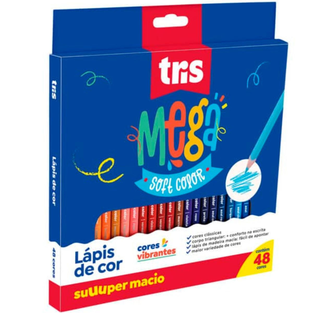 Encontraproduto.com.br - LÁPIS DE COR MEGA SOFT COLOR TRIANGULAR - 48 CORES - TRIS