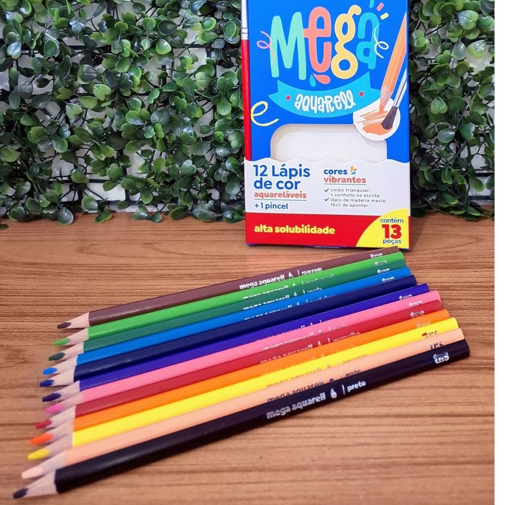 Encontraproduto.com.br - Lápis de Cor Tris Mega Aquarell + 1 Pincel - 12un