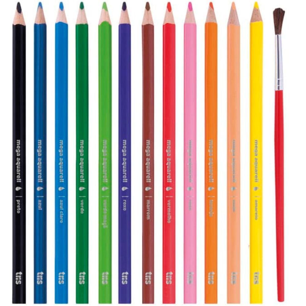 Encontraproduto.com.br - Lápis de Cor Tris Mega Aquarell + 1 Pincel - 12un
